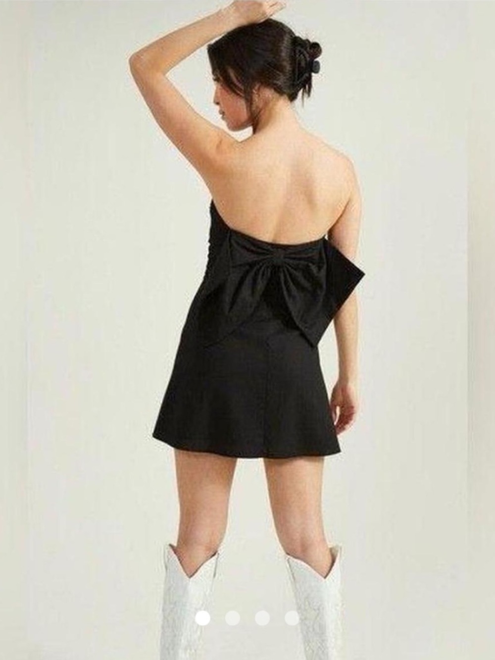 NWOT Altar'd State Black Strapless Mini Dress with Bow Back